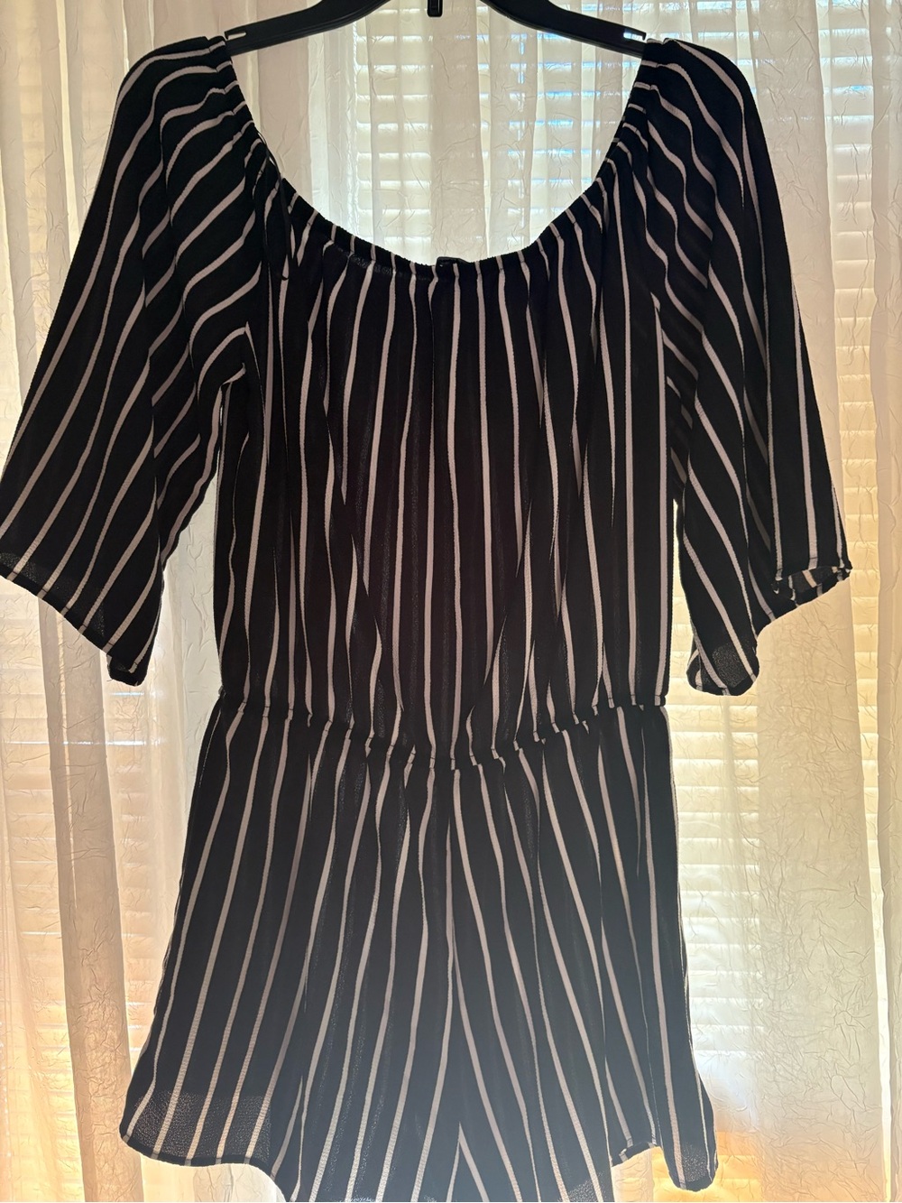 Ambiance Black and White Vertical Stripe Romper